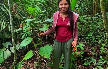 Olivia Nuñez Lopez is a member of the Indigenous group Kandoishi. She is bilingual professor in the community of Chambira in the Peruvian Amazon near the Huitoyacu River. Photo © Cesar Lozano Diaz
